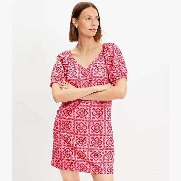NWT Loft Tiled Eyelet Mini Shift Dress Size XXL - Picture 1 of 6